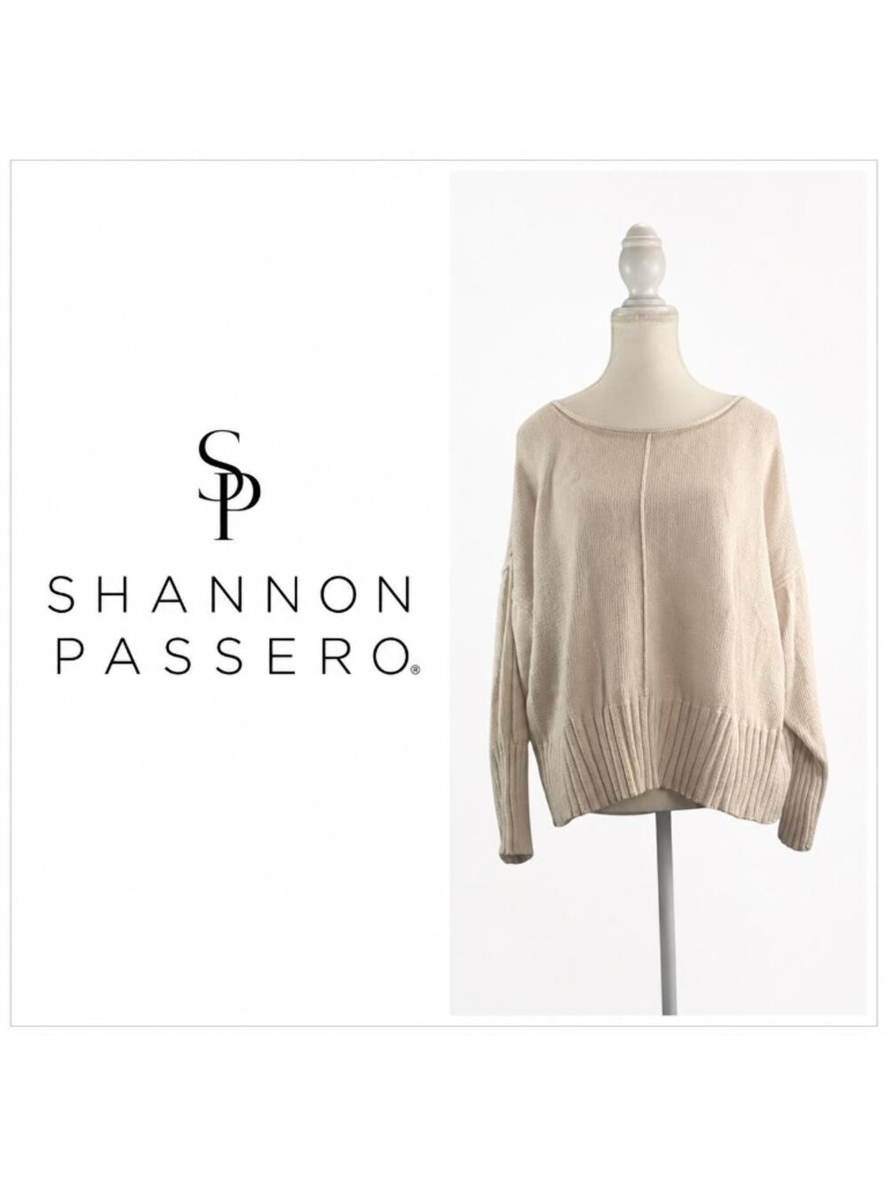 Shannon Passero Oversized Cream Knit Sweater Large